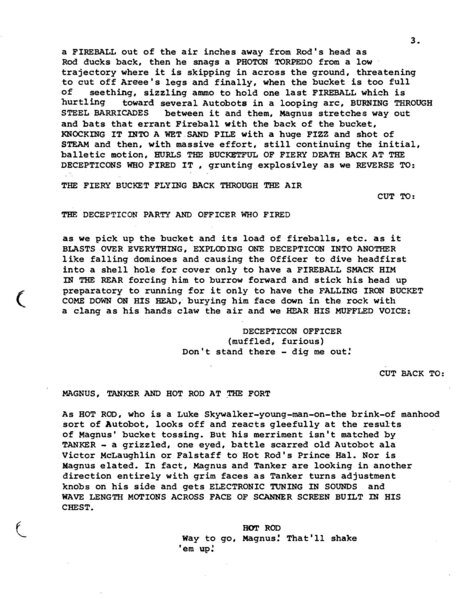 Ron Friedman's first Transformers The Movie script now online