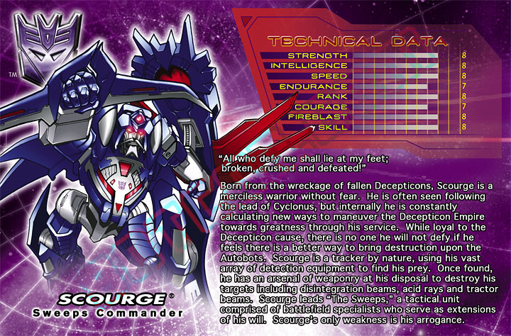 Botcon.com Update: Scourge Tech Specs