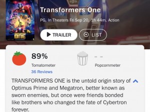 Transformers One Critic Reviews are Out, Currently 89% on Rotten Tomatoes