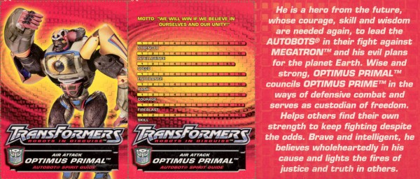 Transformers Tech Spec: Air Attack Optimus Primal