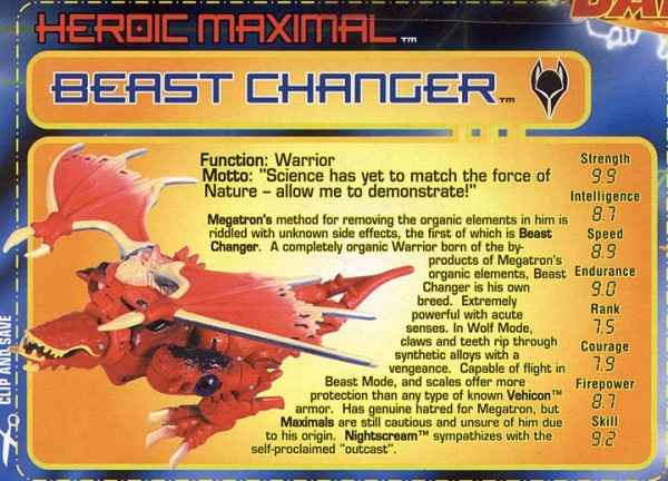 Transformers Tech Spec: Savage Noble (Beast Changer)