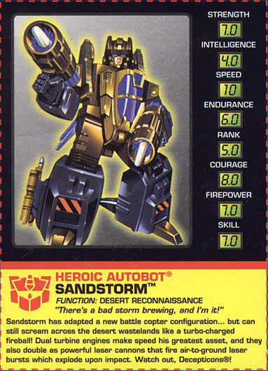 Transformers Tech Spec: Sandstorm