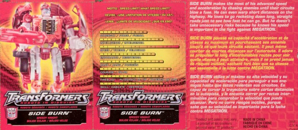 Transformers Tech Spec: Supercharged Side Burn