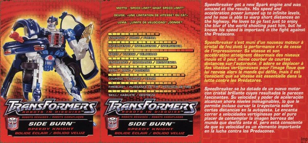 Transformers Tech Spec: Side Burn