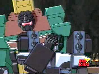 Scourge (w/ hand against head) and Mega-Octane