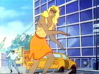 Woman running in the street