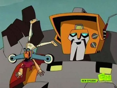 Wreck-Gar holds Sari upside down