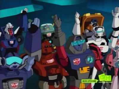 Autobots raising their hands