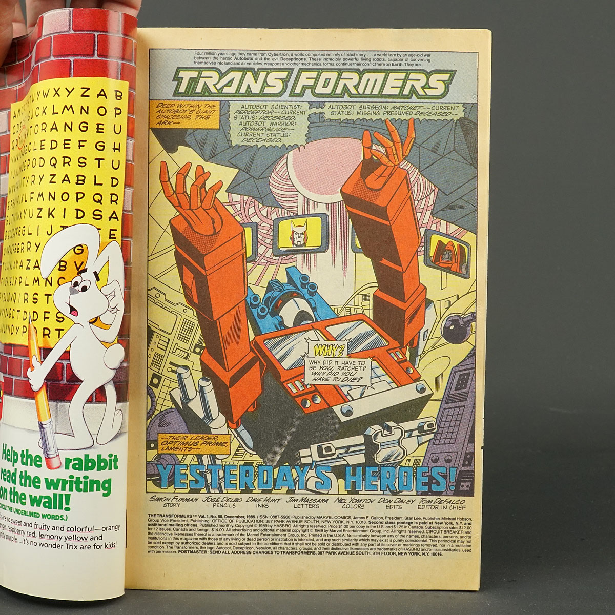 THE TRANSFORMERS #60 Marvel Comics 1989 (W) Furman (A/CA) Delbo 210422A