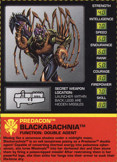 Transformers Tech Spec: Blackarachnia
