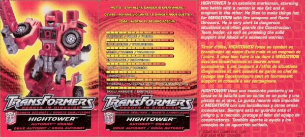 Transformers Tech Spec: Hightower