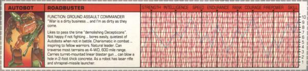 Transformers Tech Spec: Roadbuster