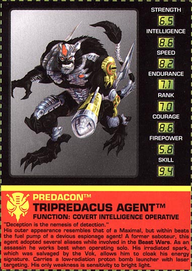 Transformers Tech Spec: Tripredacus Agent